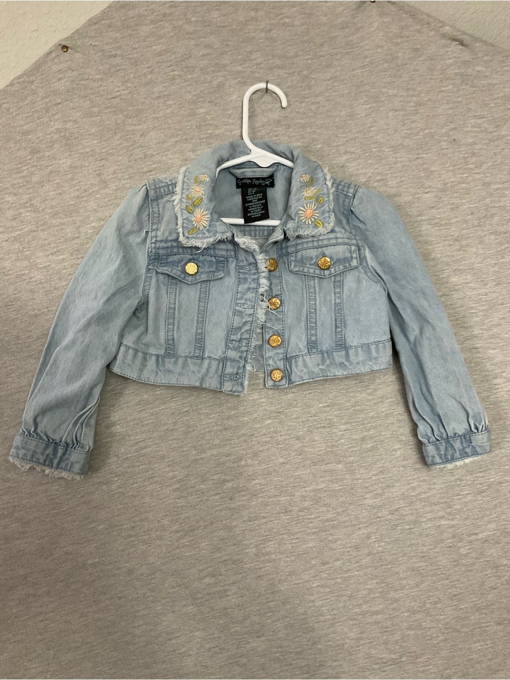 Cynthia Rowley Children's Light Wash Denim Jacket with Embroidered Collar